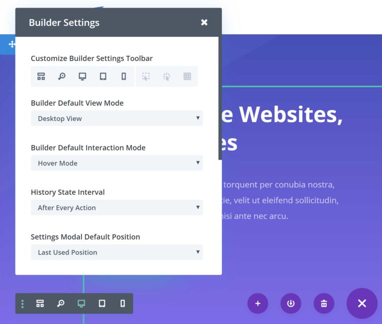 Divi Builder Interface Settings