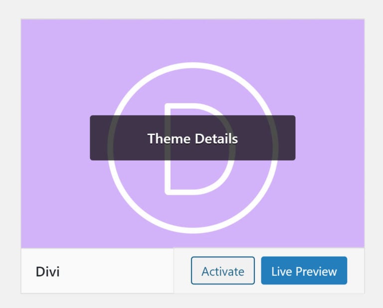 Divi Theme Activation