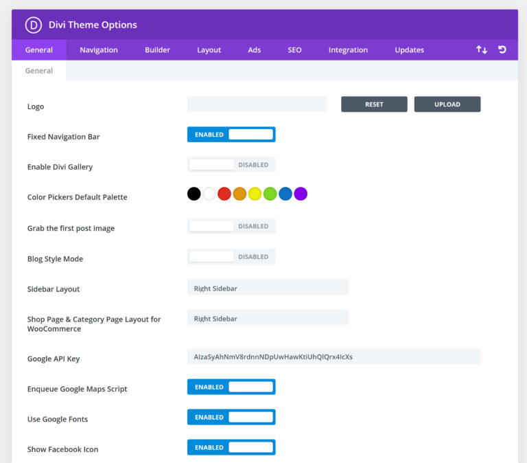 General Divi Theme Options