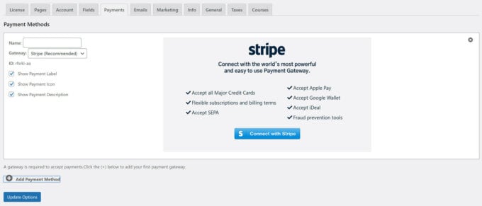 MemberPress payment setup