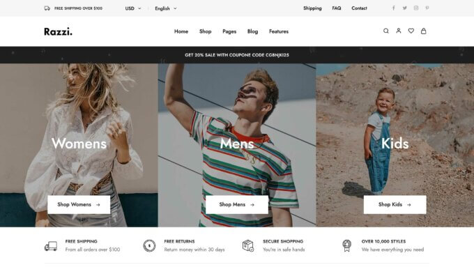 The Razzi WooCommerce theme.