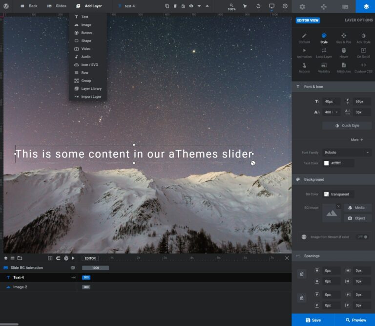 New Slider Revolution editor