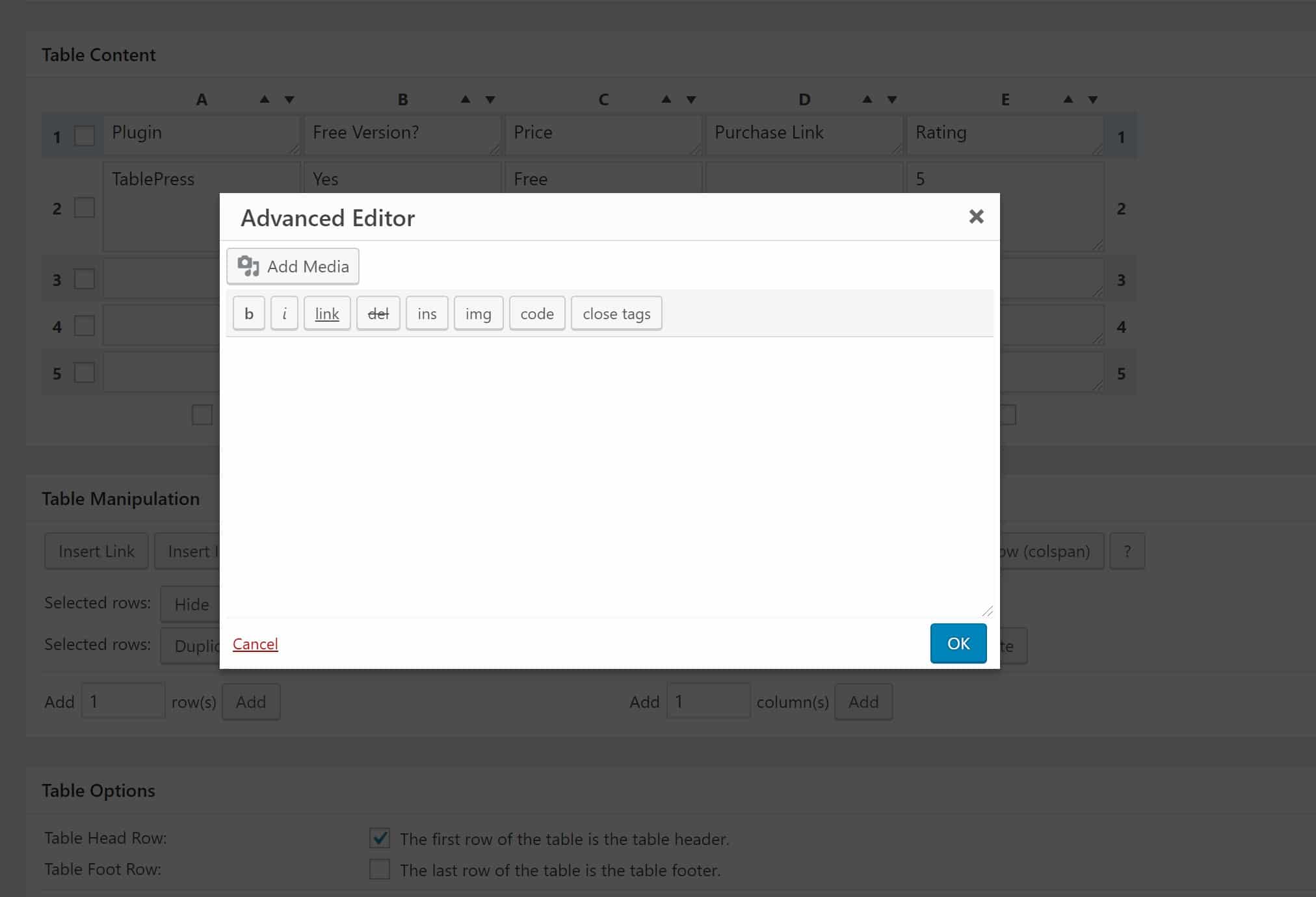 Advanced editor