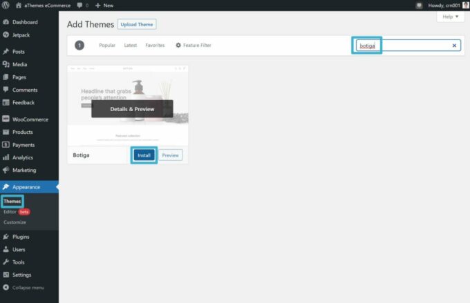 How to install the Botiga theme on your WordPress ecommerce store