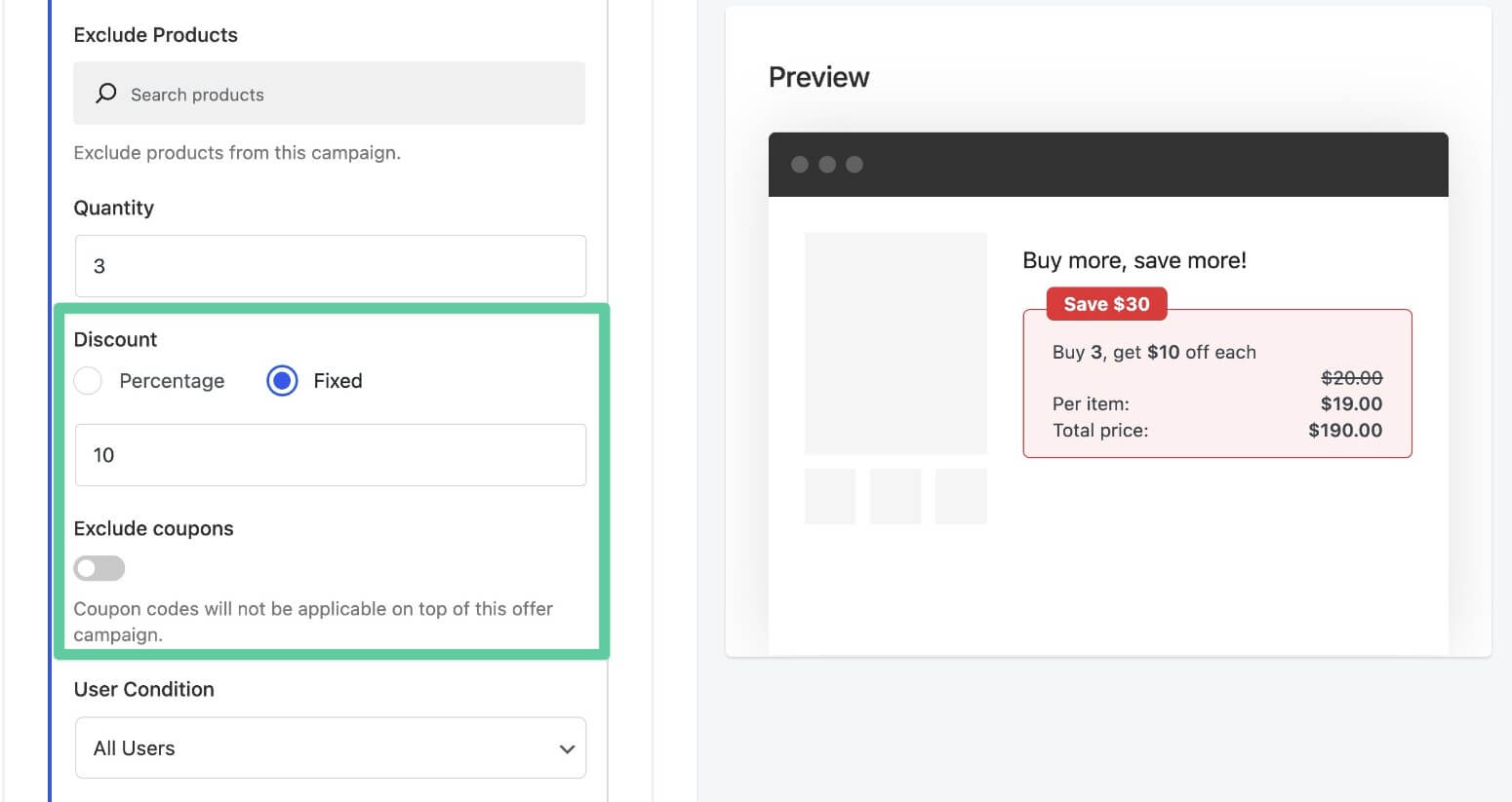 Configure bulk discount options