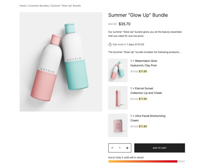 An example of a WooCommerce product bundle created with Merchant Pro