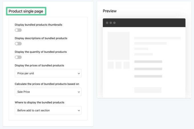 Configure product bundles on single product page