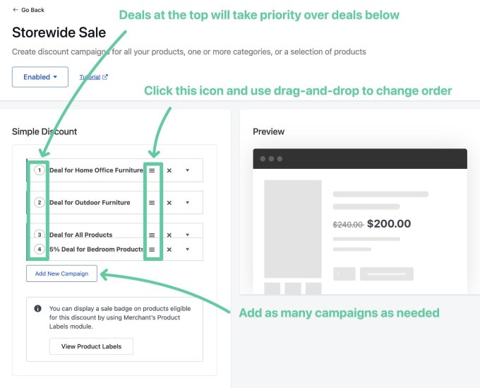 How to create multiple storewide sales and use priority ordering