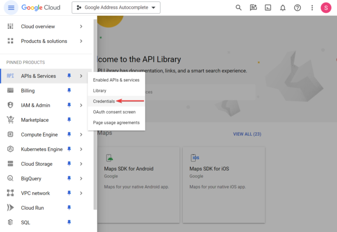 api and services credentials