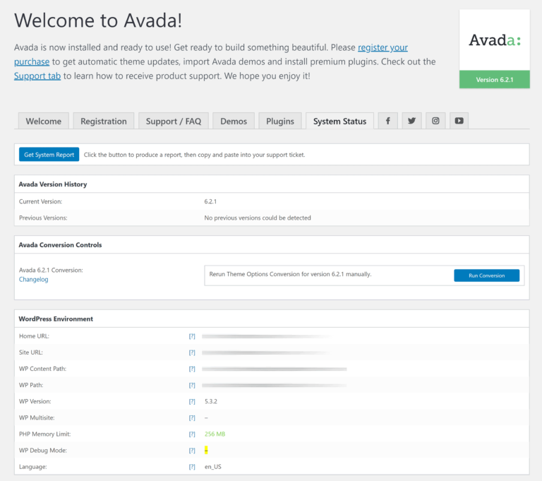 Avada System Status