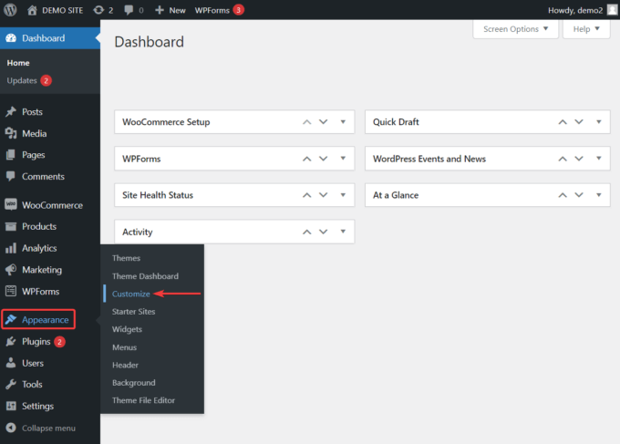 Customizer settings in WordPress