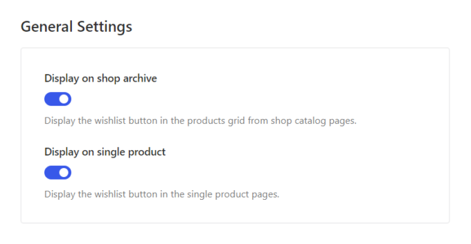General settings of the Wishlist module