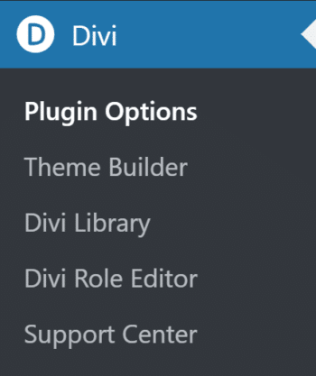 Divi Builder Admin Menu