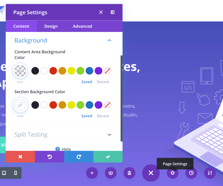 Divi Builder Page Settings