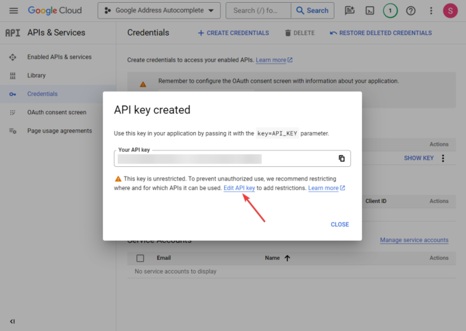 edit google cloud api keys