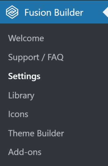 Fusion Builder Admin Menu