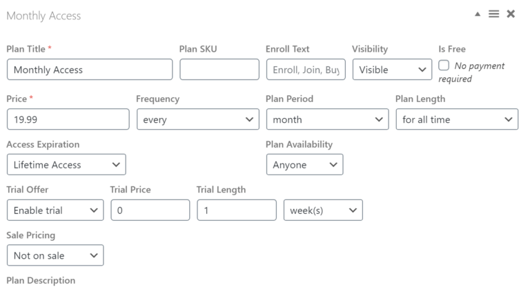 LifterLMS access plans