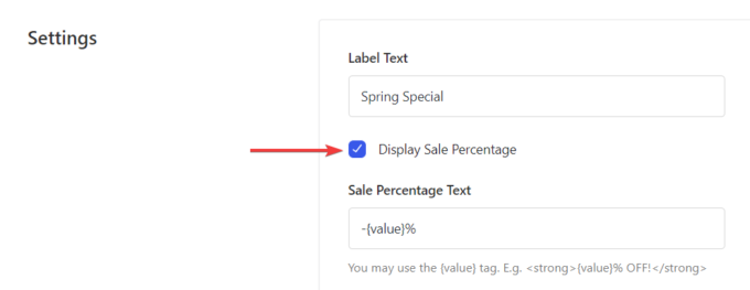 merchant display sale percentage plugin