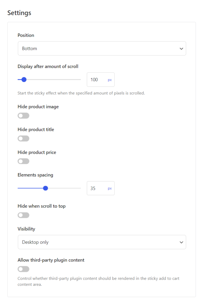merchant plugin sticky add to cart settings