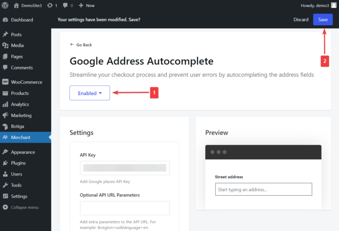 merchant pro google address autocomplete module