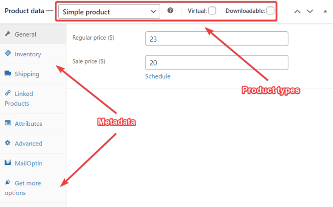 Setting product data in WooCommerce