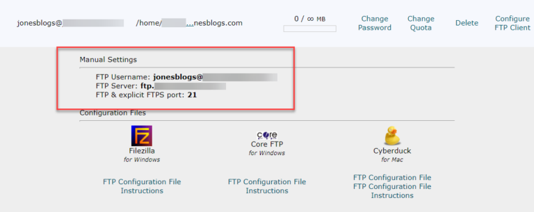 SiteGround FTP Settings