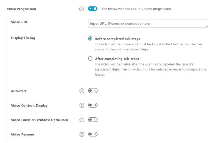 Video progression feature in LearnDash