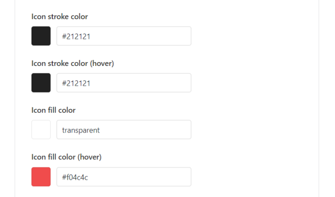 Color options of the Wishlist button