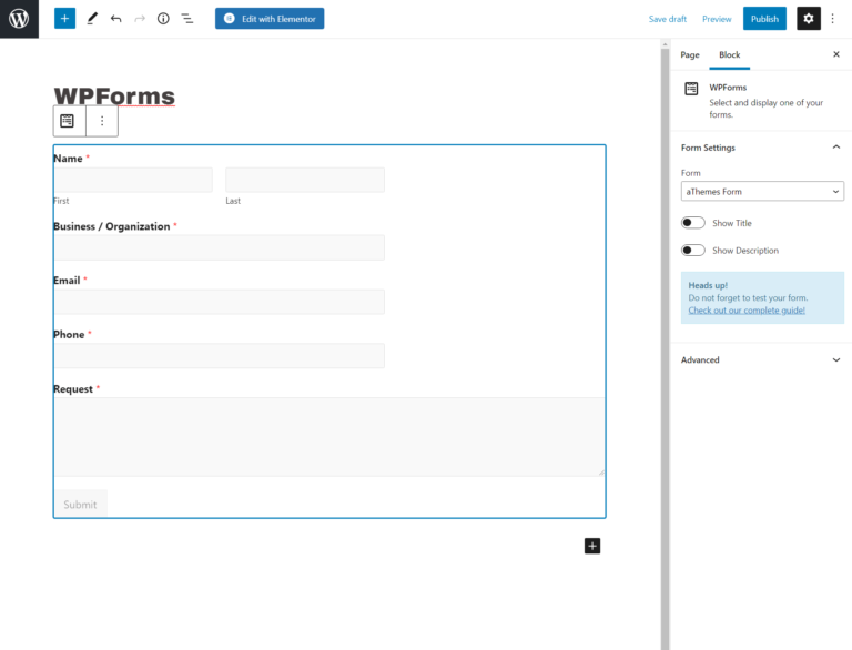 WPForms block